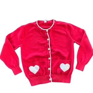 Girls Heart Sweater, Red, Valentines Day, M (7/8), Kid Nation,Button Up,…